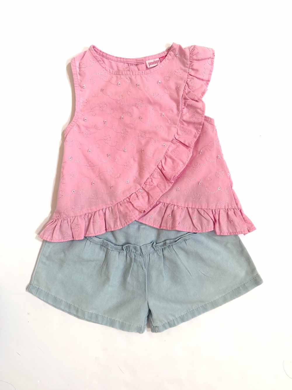 Penelope Mack Pink Embroidered Top and Shorts Set